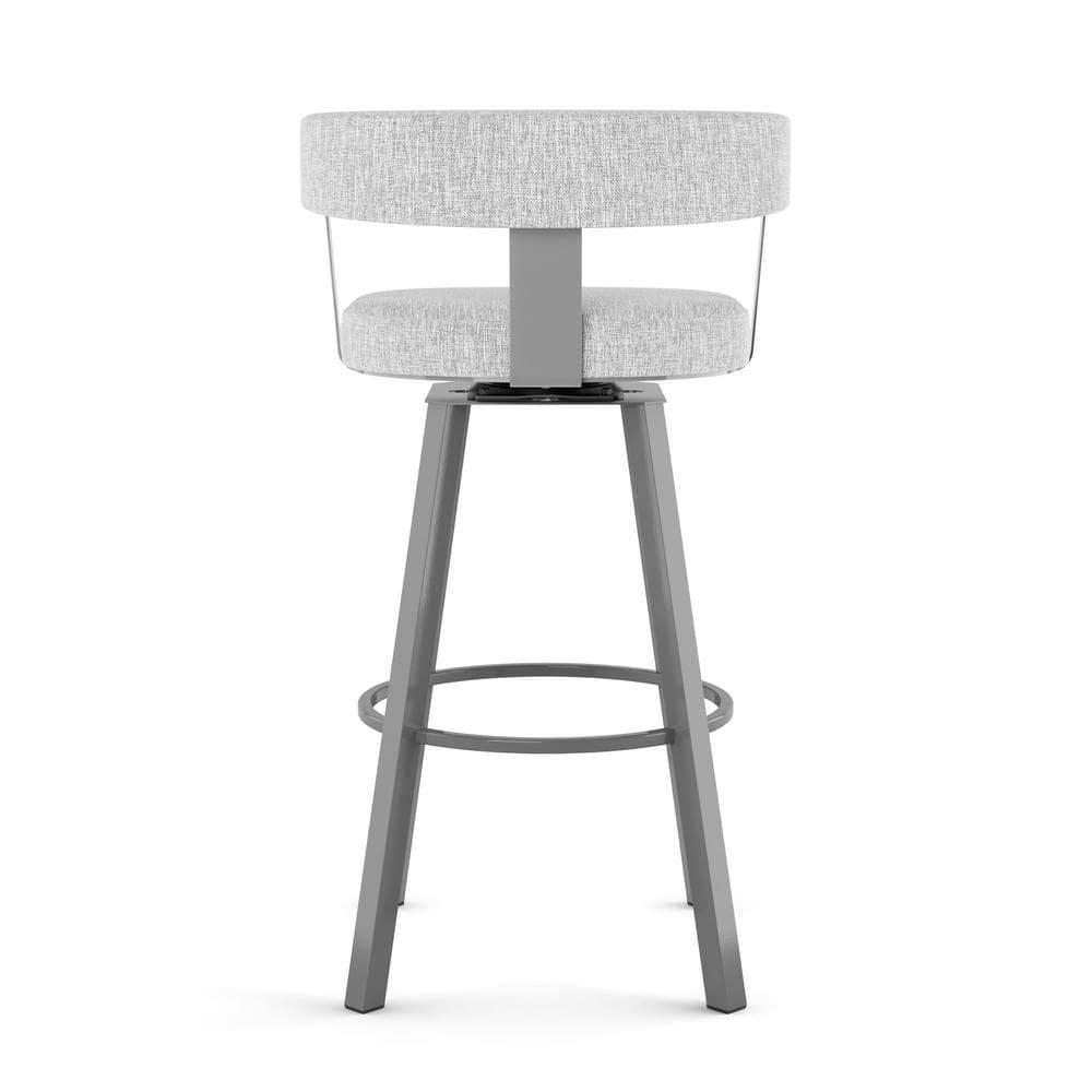 Amisco Parker 26 In. Swivel Counter Stool - Grey White Polyester / Metallic Grey Metal
