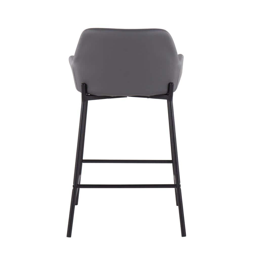 Set of 2 Daniella Metal/Faux Leather Counter Height Barstools Black/Gray - LumiSource: Padded, Modern Design, 250lb Capacity