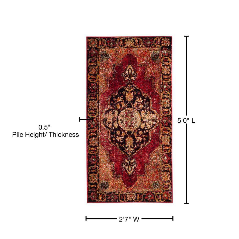 Vintage Hamadan VTH219 Power Loomed Indoor Accent Rug - Red/Multi - 2'7"x5' - Safavieh.