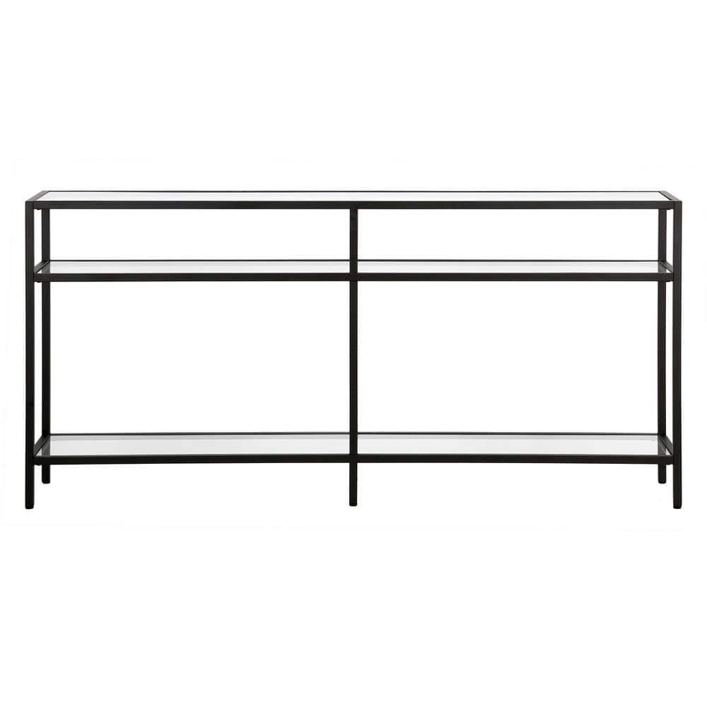 Evelyn&Zoe Sivil 64" Wide Rectangular Console Table, Blackened Bronze