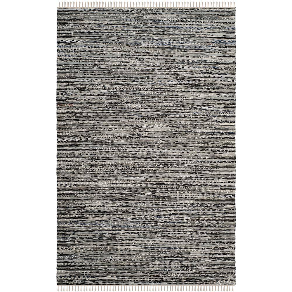 Rag Area Rug RAR128 Hand Woven Area Rug - Grey - 4'x6' - Safavieh.