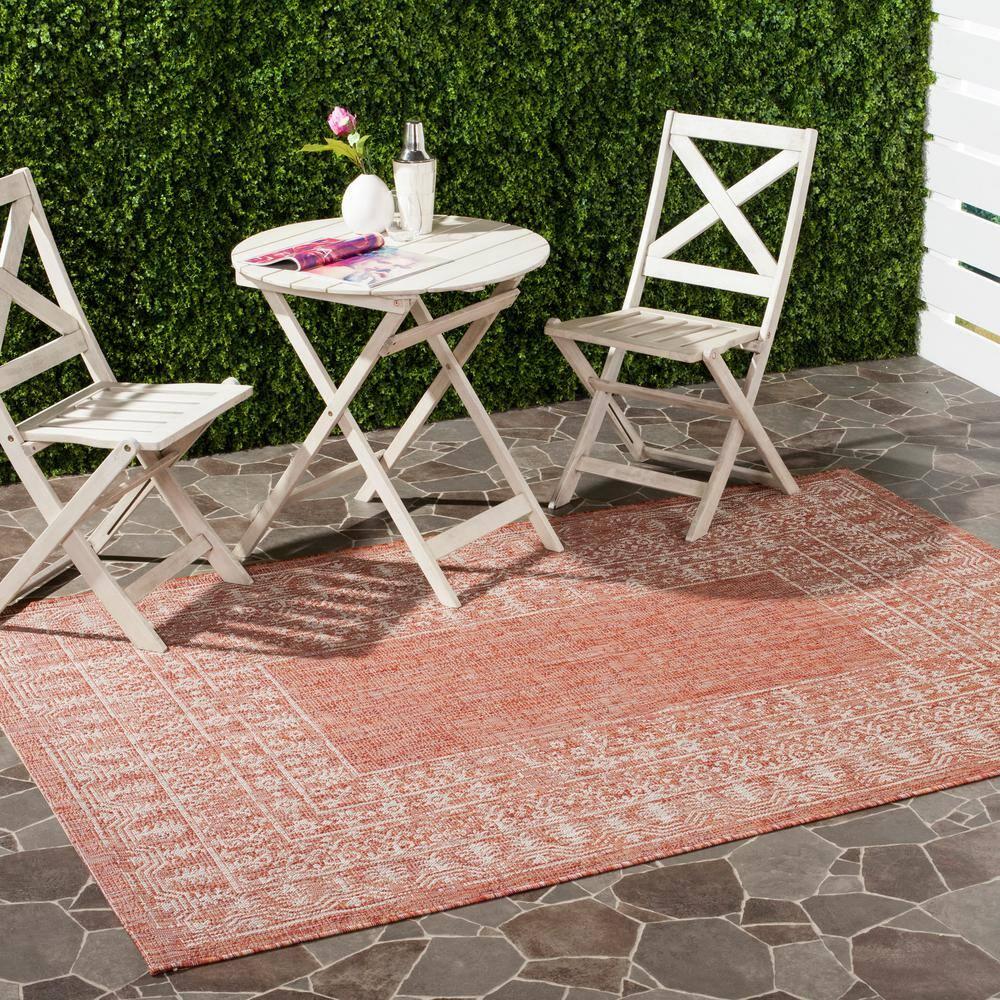 Courtyard CY8482 Power Loomed Indoor/Outdoor Area Rug - Red/Beige - 5'3"x7'7" - Safavieh.