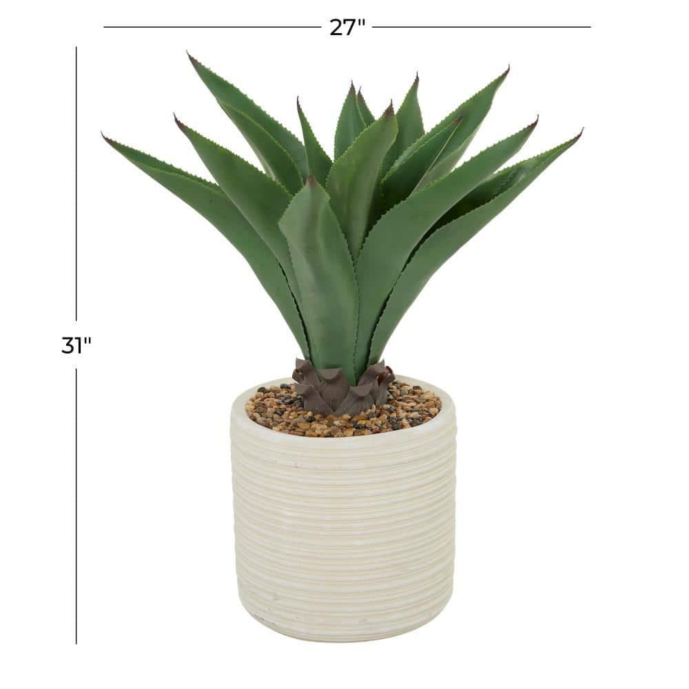 DecMode 31" Artificial Agave Plant in Realistic Leaves and Beige Ceramic Pot