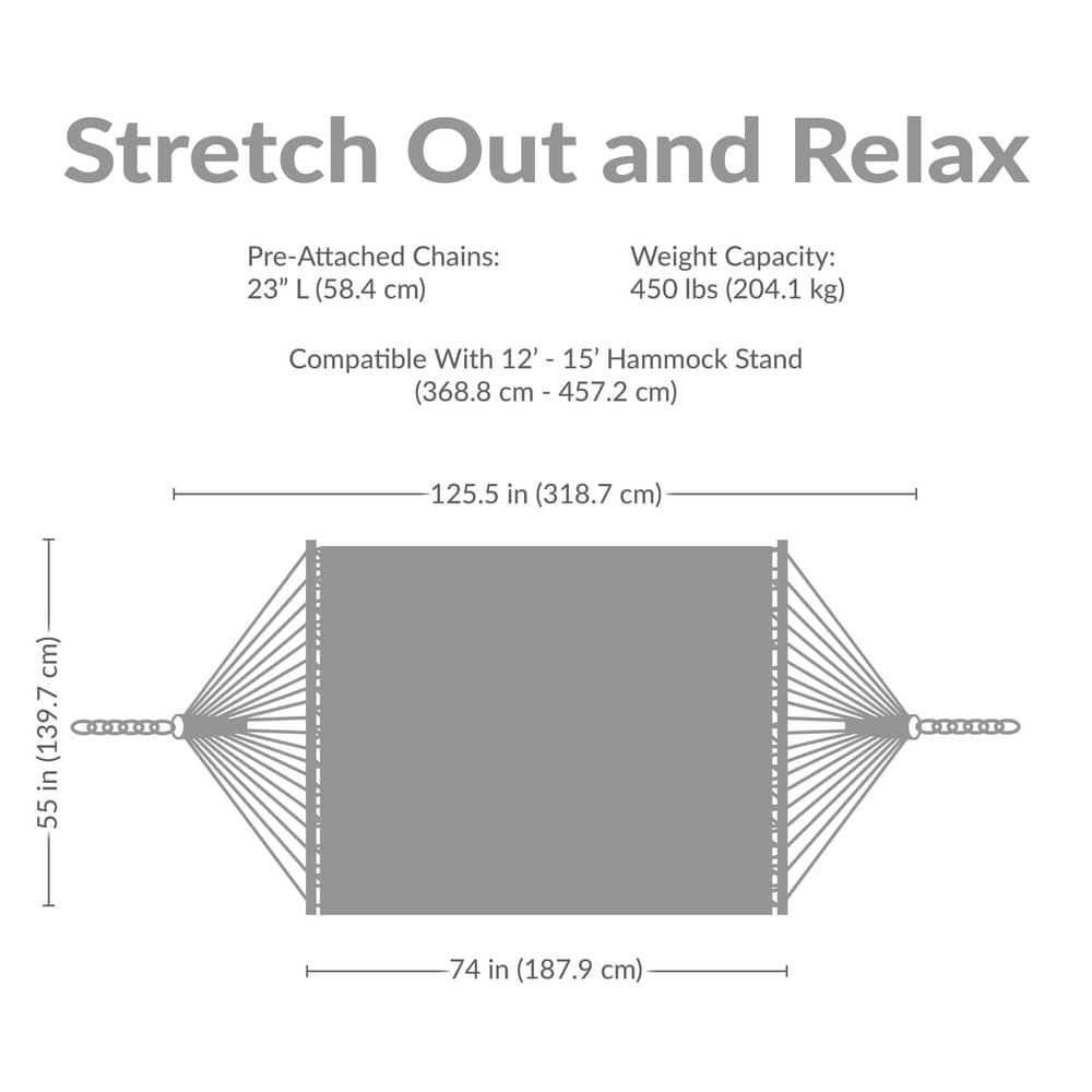 2-Person Quilted Polyester Spreader Bar Hammock