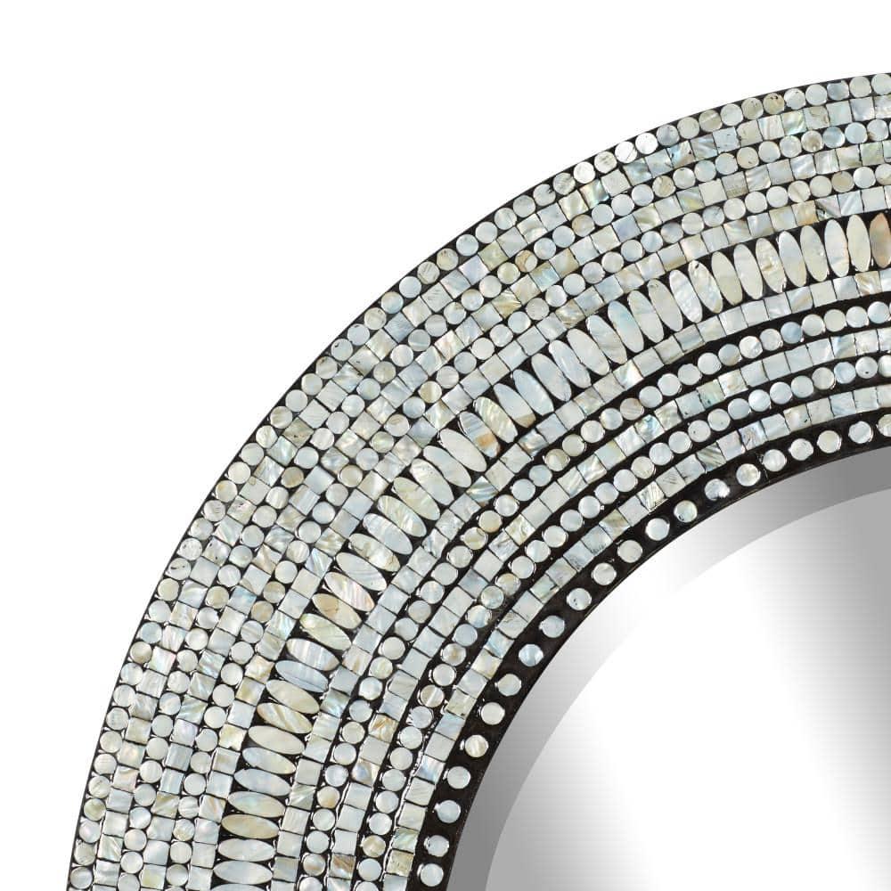 DecMode 39" x 39" Gray Handmade Mosaic Wall Mirror