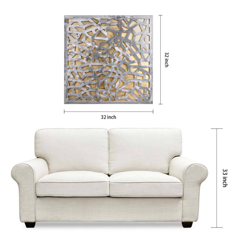 Empire Art Direct PSL-19309-3232 'Silver Enigma' Polished Steel Silver Leaf 3D Abstract Metal Wall Art