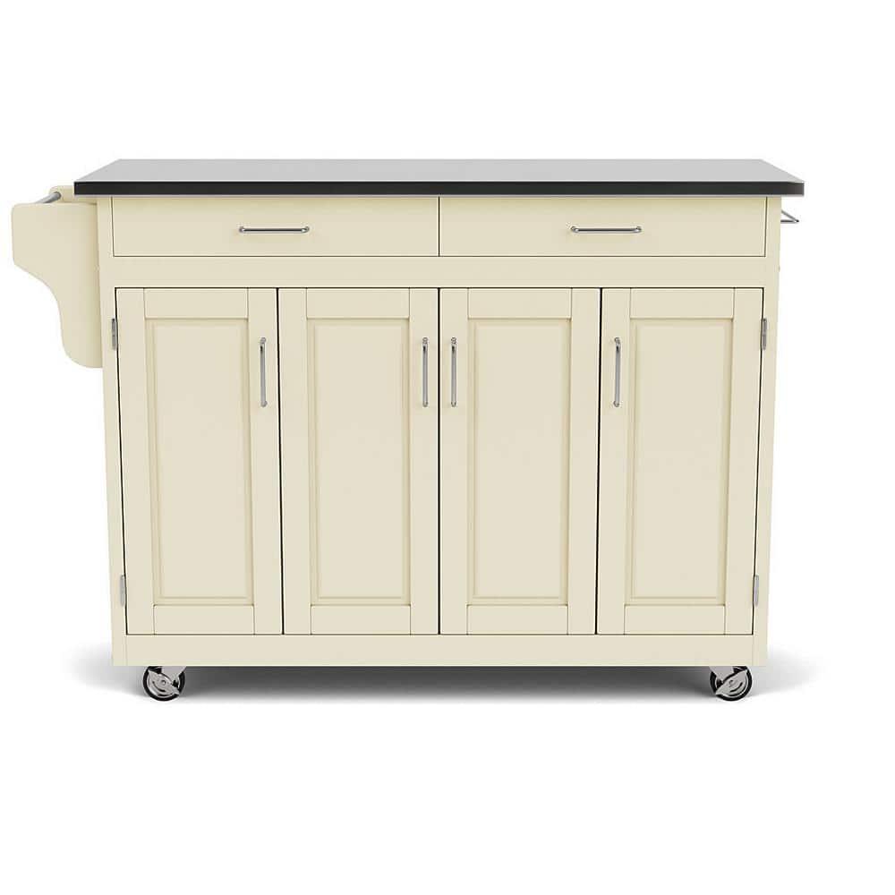 Create-a-Cart White Kitchen Cart With Stainless Top