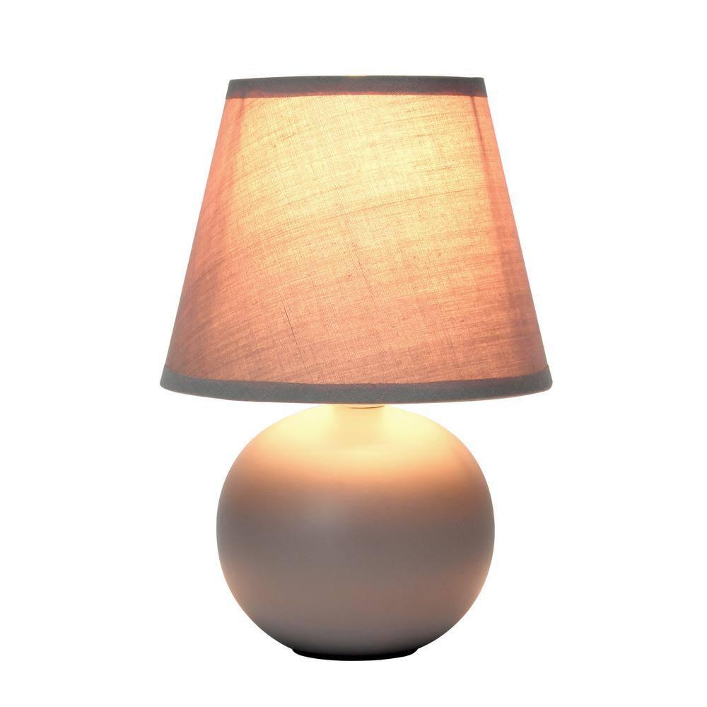 Simple Designs 8.66" Compact Ceramic Globe Table Lamp with Stylish Shade (Includes LED Light Bulb) Gray