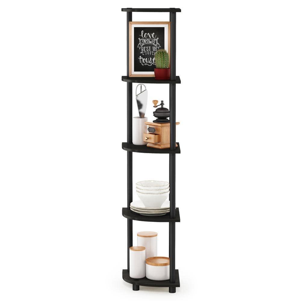 Furinno Turn-N-Tube 5 Tier Corner Display Rack Multipurpose Shelving Unit, Espresso & Black - 57.7 x 11.6 x 11.6 in.