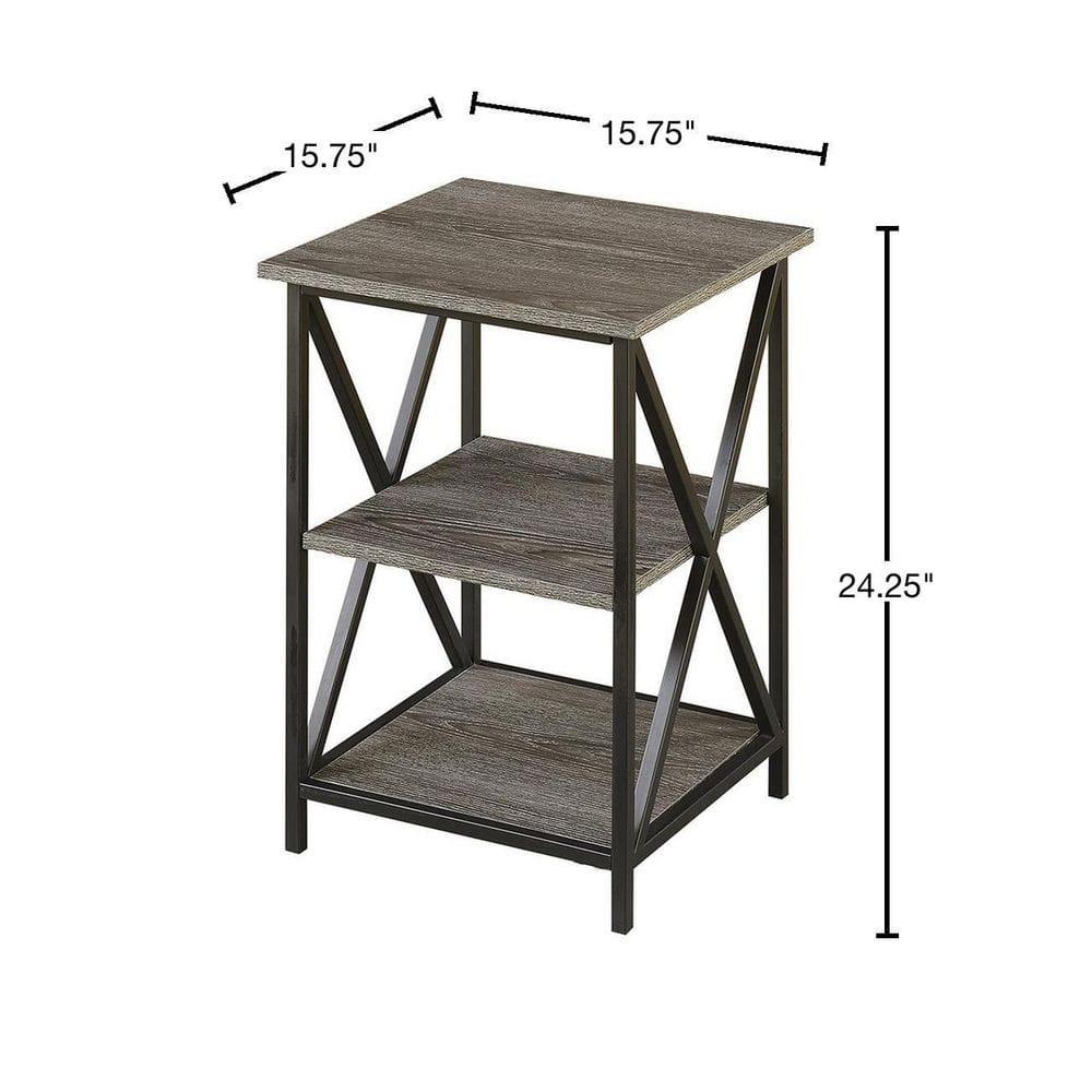 Tucson 3 Tier End Table, Weathered Gray