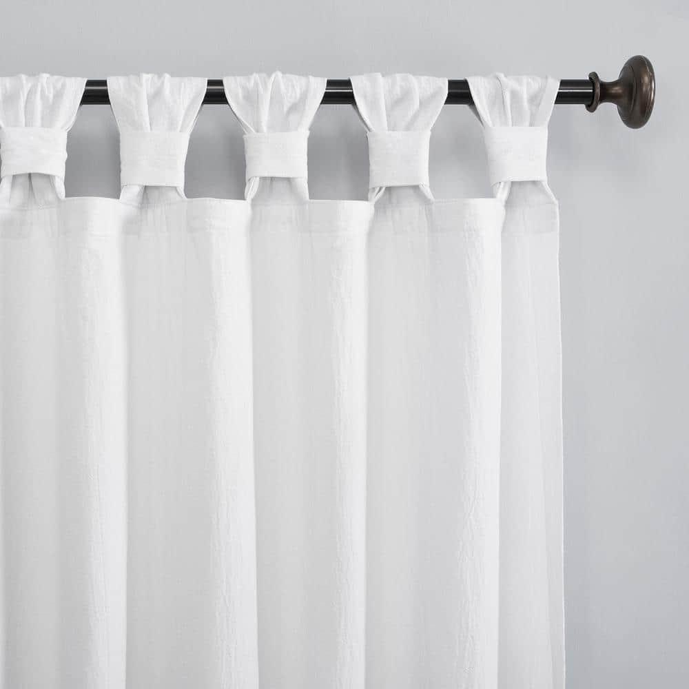 52"x95" Archaeo Light Filtering Washed Cotton Twist Tab Curtain Panel White: Modern Window Treatment, Tab Top
