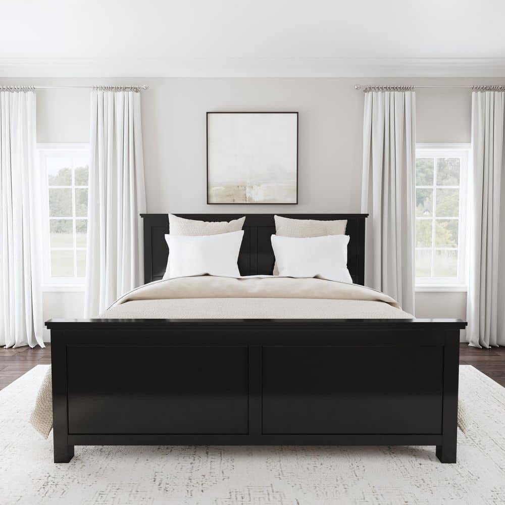 Oak Park Classic Black King Bed with Mahogany Wood Frame