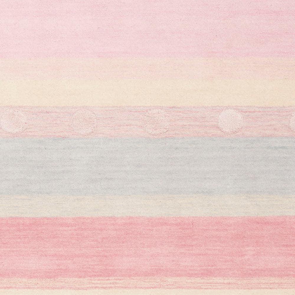 SAFAVIEH Kids Jayde Geometric Striped Wool Area Rug, Light Blue/Pink, 6' x 9'
