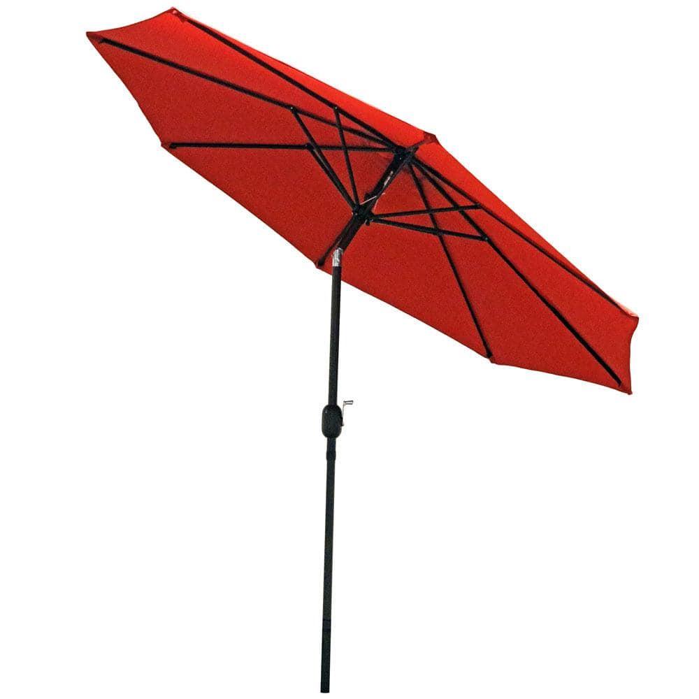 Sunnydaze Outdoor Aluminum Patio Table Umbrella with Polyester Canopy and Push Button Tilt and Crank - 9' - Burnt Orange