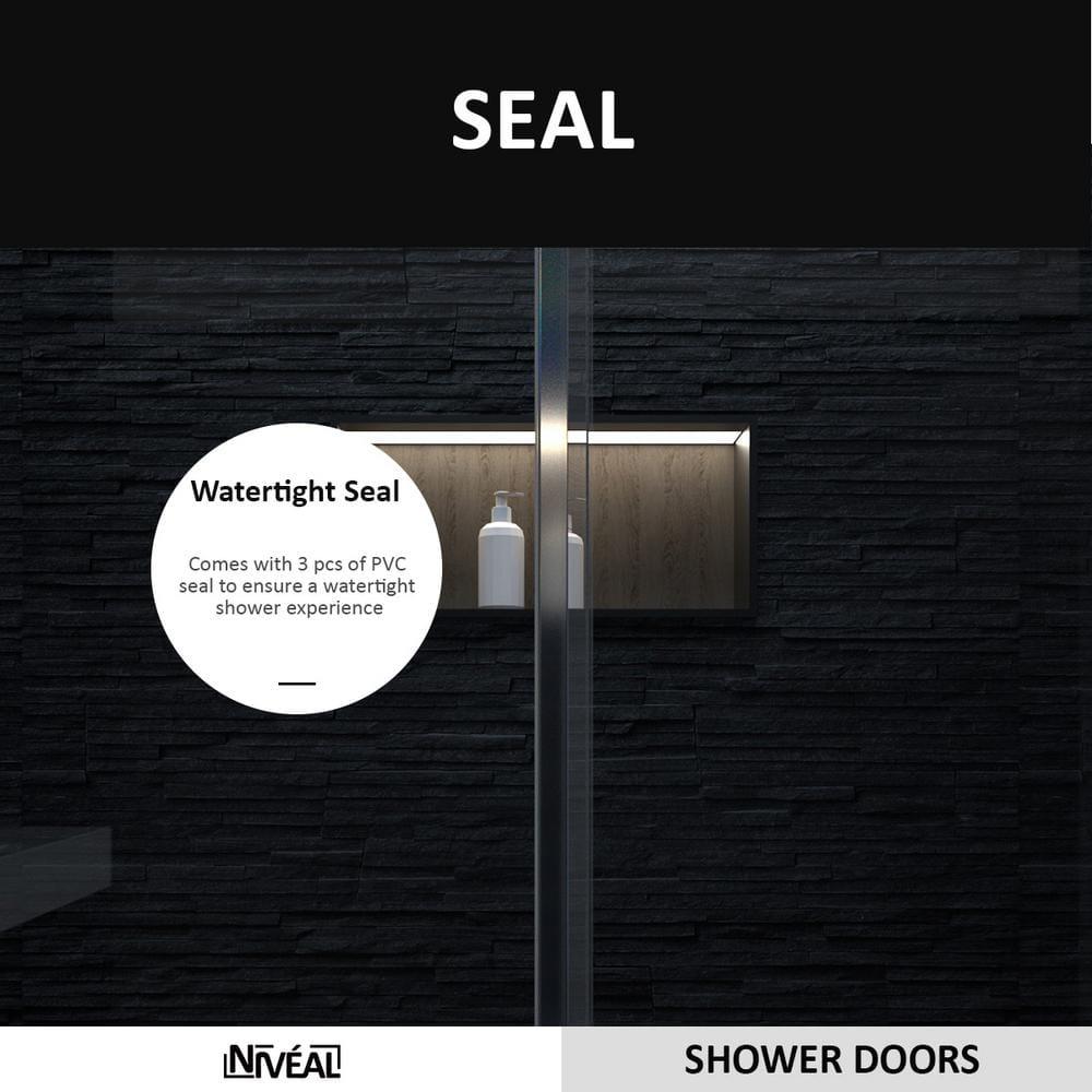 NIVEAL MQ7051C-7660SV 60" W x 76" H Single Sliding Semi-Frameless Shower Door with 3/8" Clear Glass