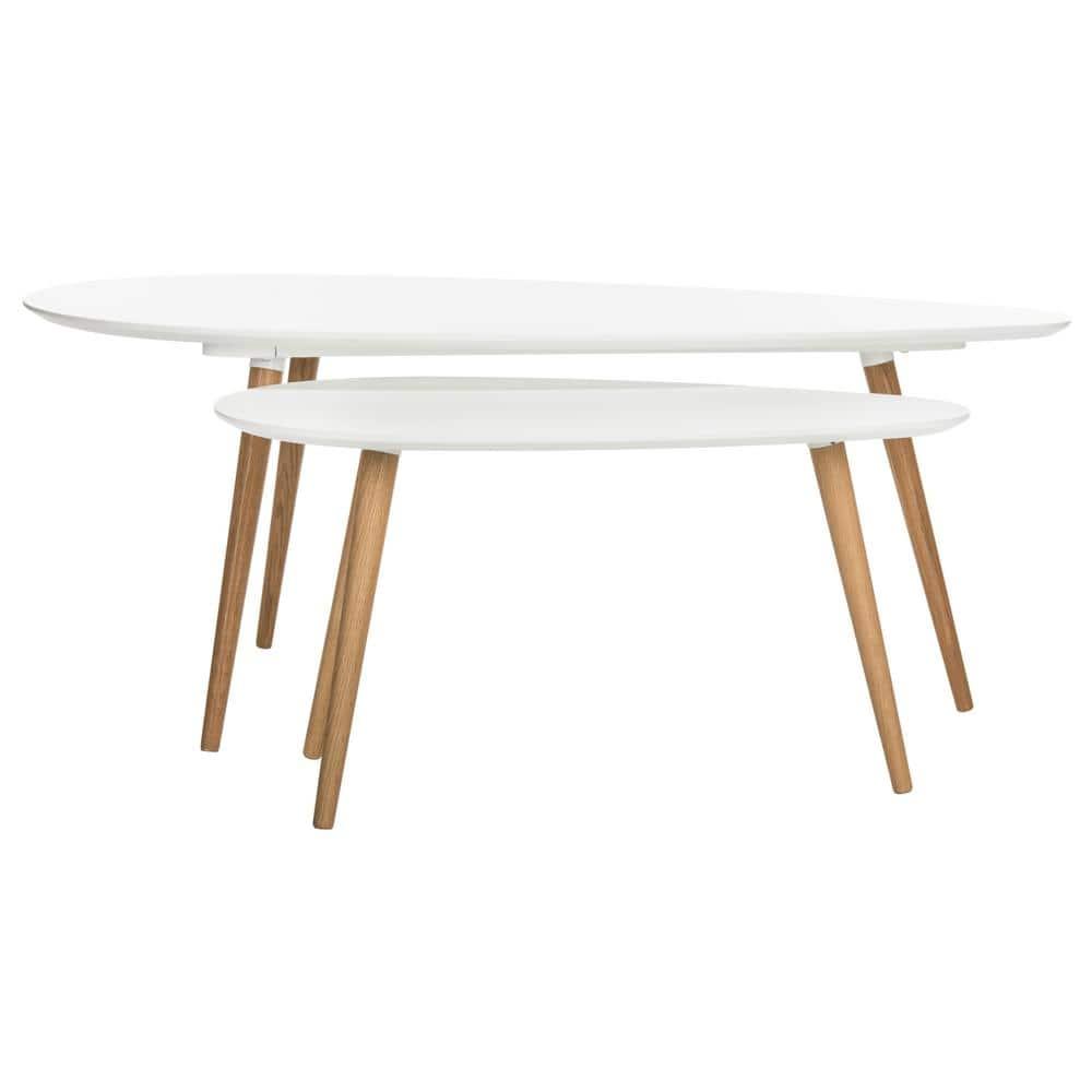 Saffron Split Coffee Table - White/Oak - Safavieh