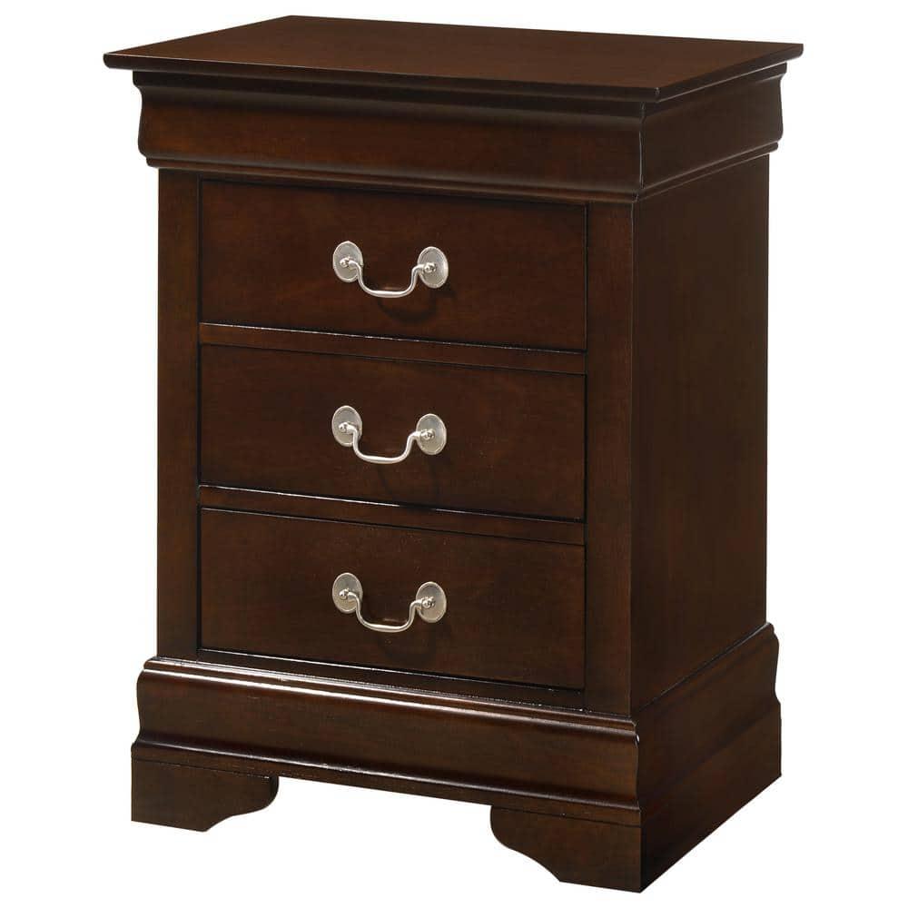 Passion Furniture Louis Philippe 3-Drawer Cappuccino Nightstand (29 in. H x 21 in. W x 16 in. D)