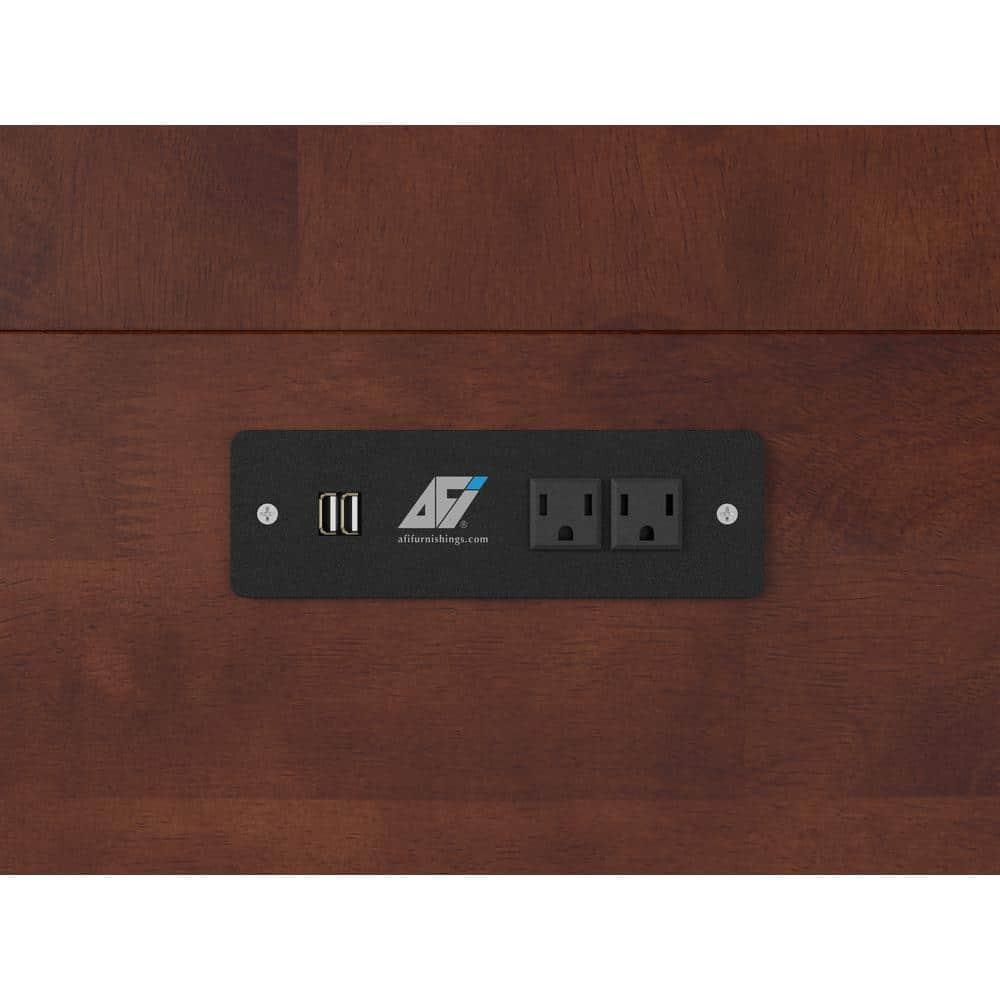 AFI Hamilton Full Solid Wood Murphy Bed Chest with Built-In Charger in Walnut