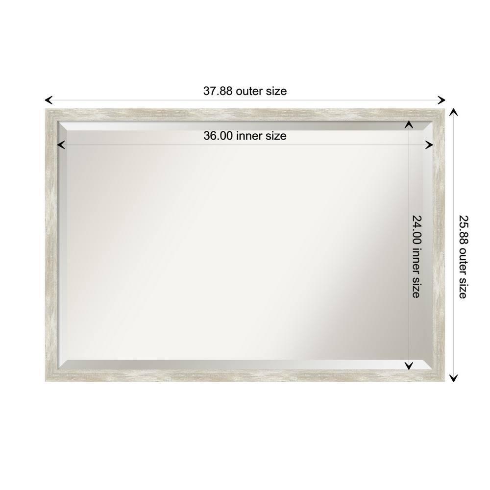 38"x26" Crackled Narrow Framed Bathroom Vanity Wall Mirror Metallic - Amanti Art: Beveled, Wall Mount, Modern Design