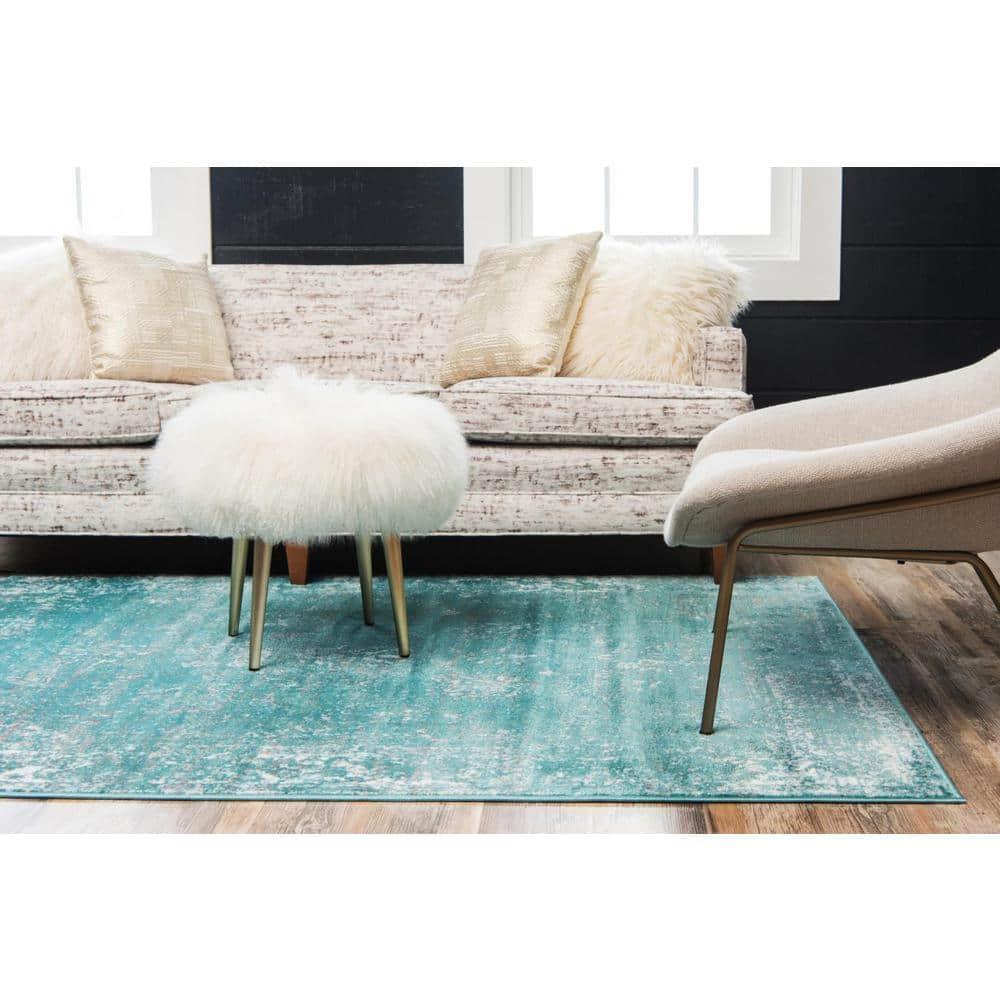 Unique Loom Sofia Collection Area Rug - Casino (7' 1" x 10' Rectangle Turquoise/Ivory)