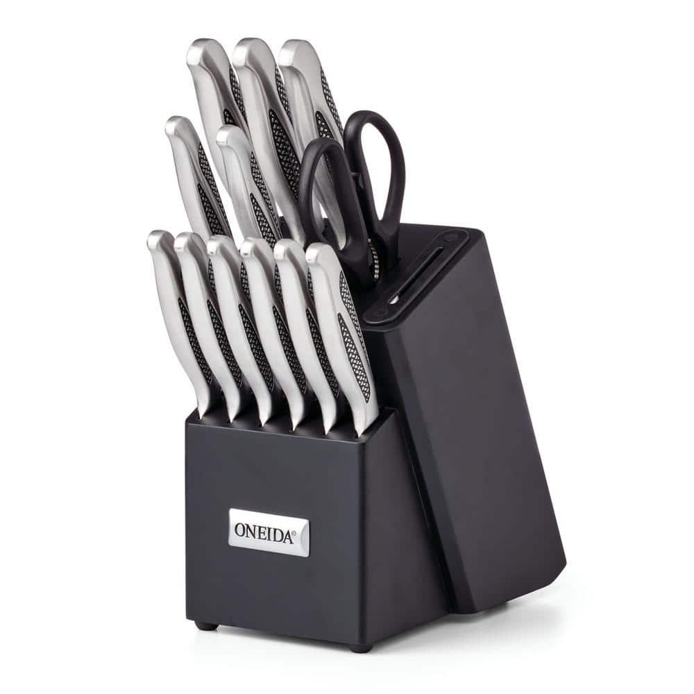 Oneida Crosshatch 14Pc Cutlery Block Set W/ Sharpener