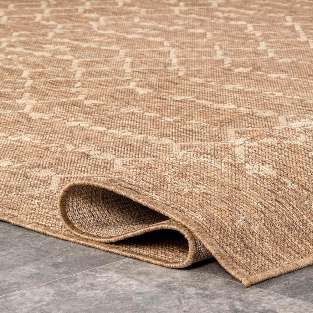 Nuloom Grayson Trellis 8x10 Indoor/Outdoor Area Rug for Living Room Patio Deck Front Porch Kitchen, Brown/Ivory