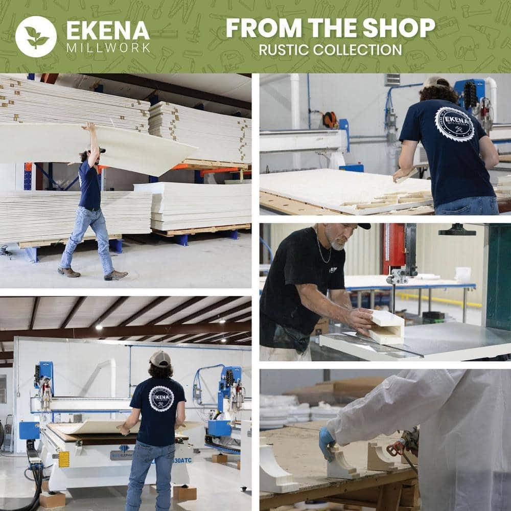 Ekena Millwork Timberthane Faux Rustic Joined Board-n-Batten Faux Wood Shutters w/End Batten