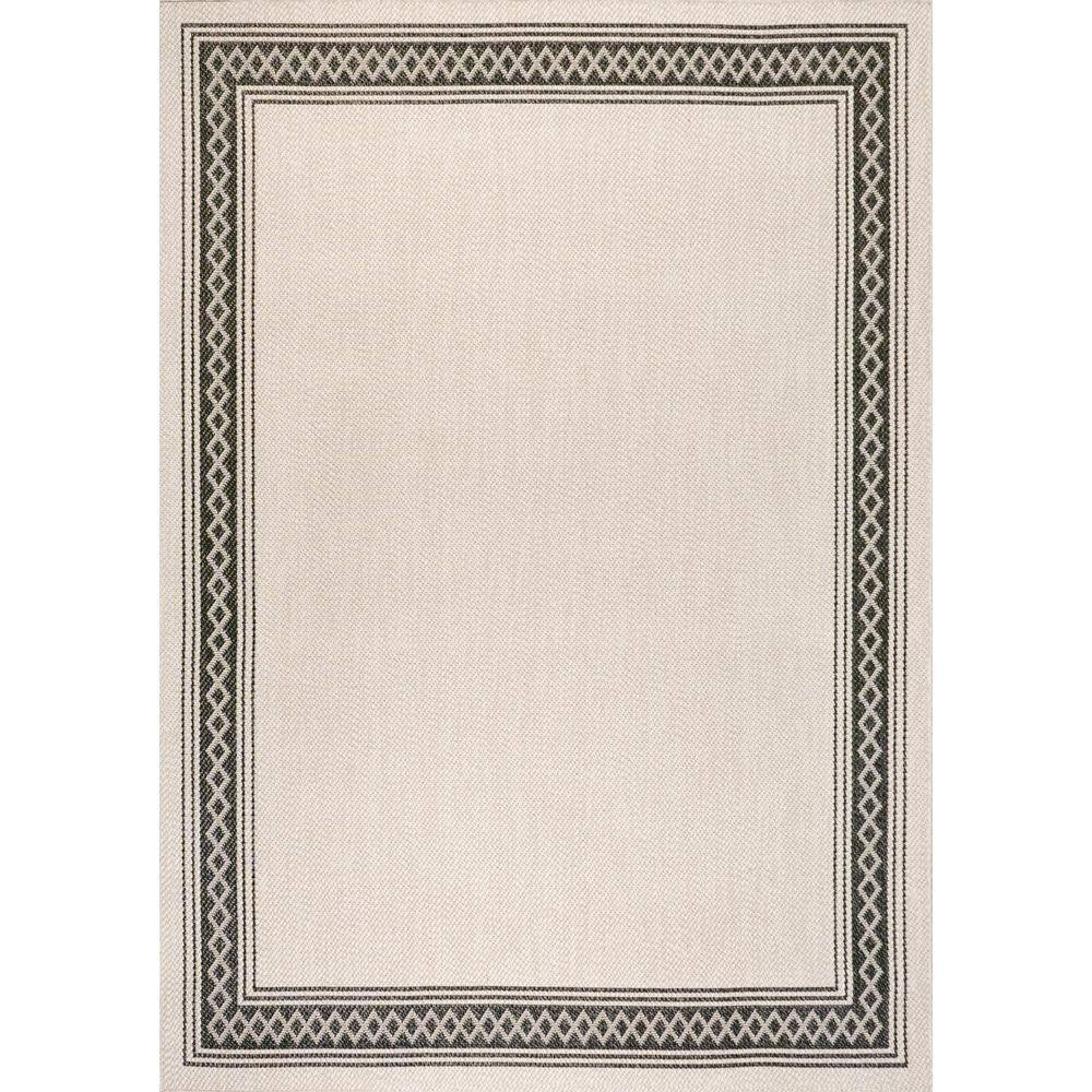 5' x 8' Lucia Classic Diamond Border Indoor/Outdoor Area Rug, Cream/Black - JONATHAN Y