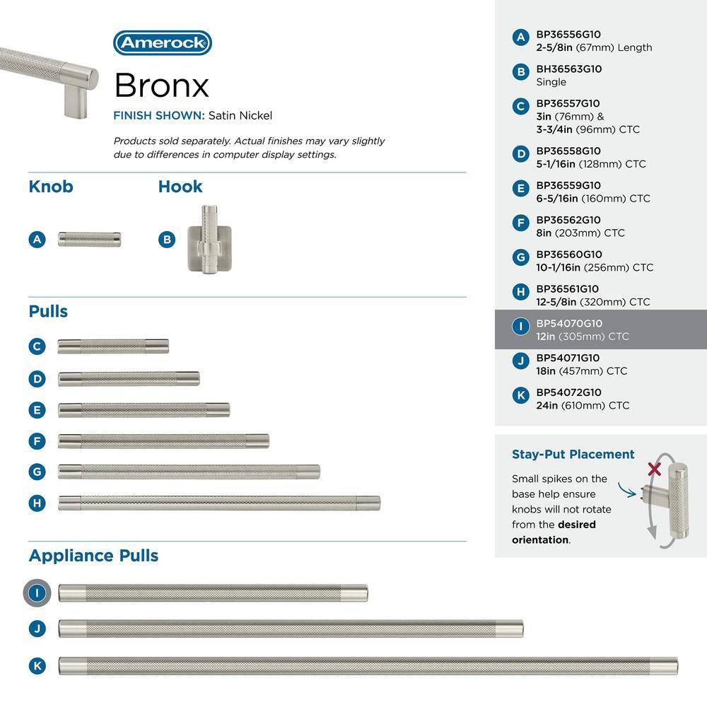 Amerock Bronx 12 inch (305mm) Center-to-Center Satin Nickel Appliance Pull
