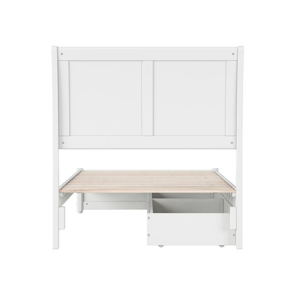AFI, Andorra Twin XL Platform Bed with Panel Footboard and Storage Drawers, White