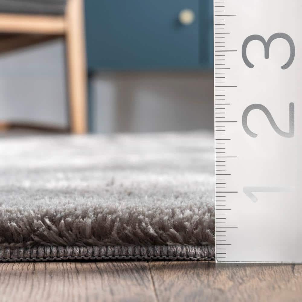 nuLOOM 2' x 3' Cozy Plush SuperiorWash Area Rug, Machine Washable, Non-Slip, Soft Fluffy Shag Carpet for Living Room Bedroom Nursery, Loni Dark Grey