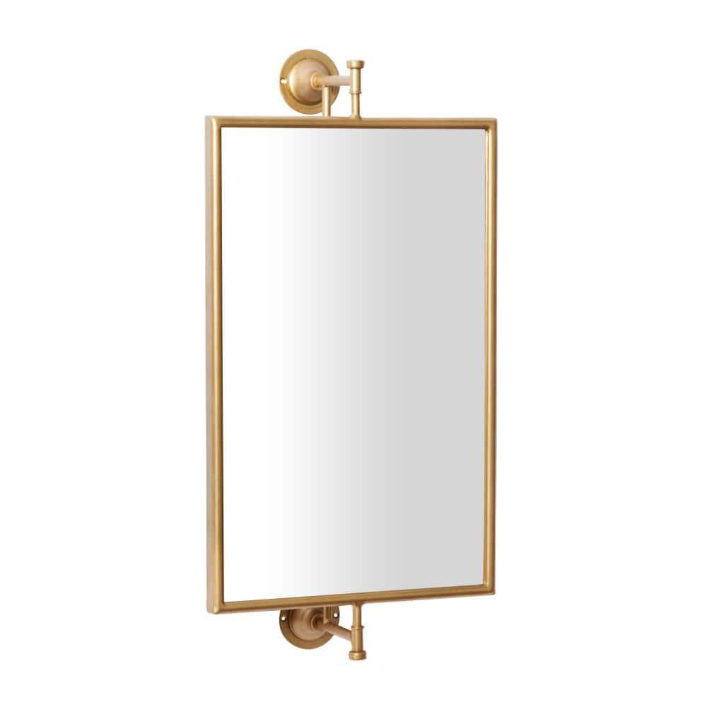 DecMode 14" x 28" Gold Dimensional Wall Mirror