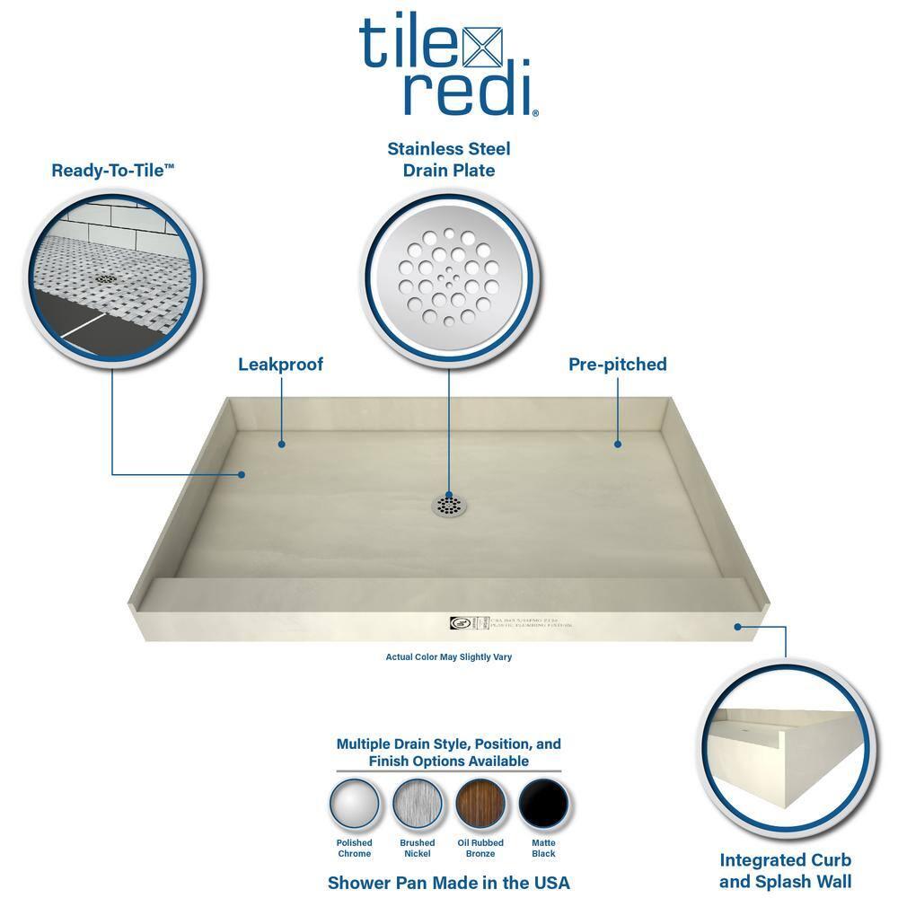 Tile Redi P3260c-Pvc Redi Base 60" X 32" Rectangular Shower Base - Chrome