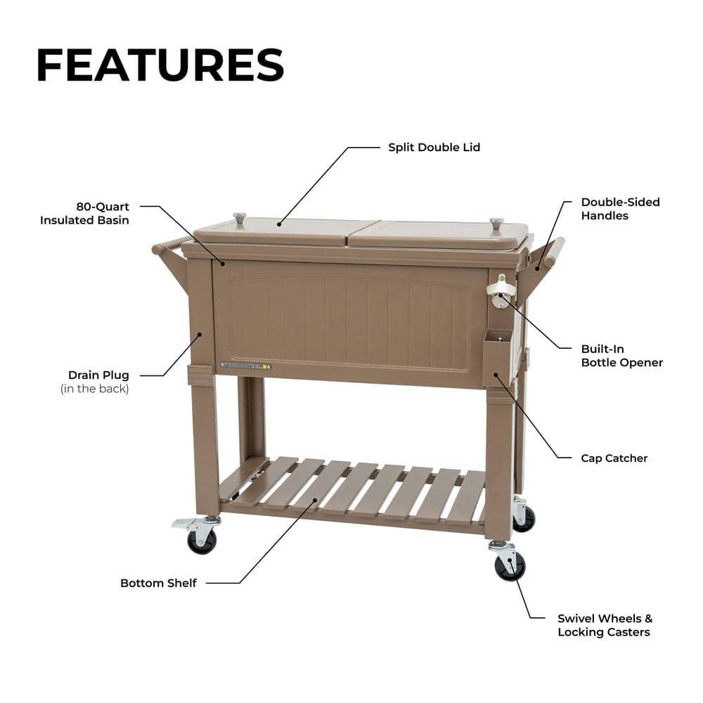 Permasteel 80 Qt. Furniture Style Rolling Patio Cooler