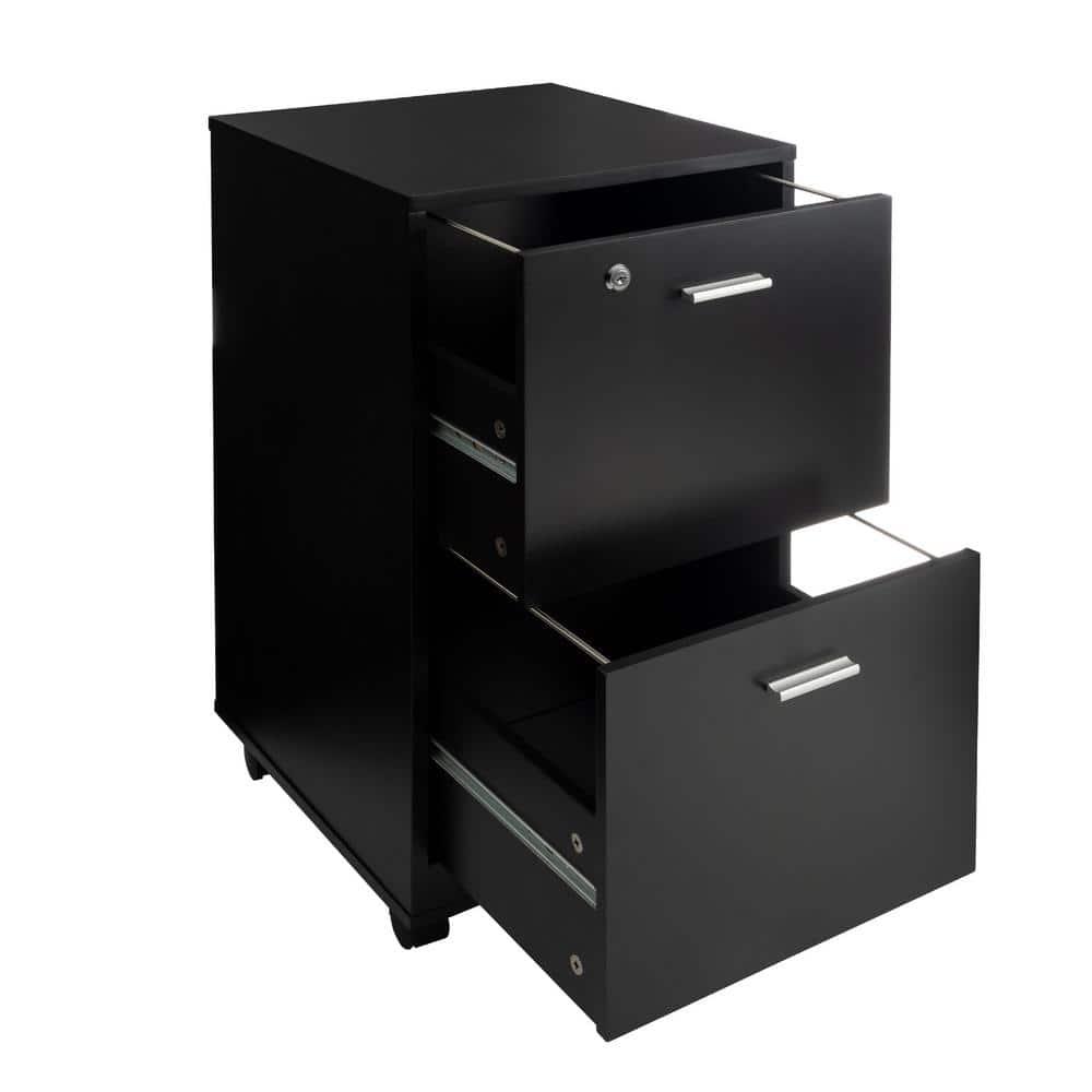 Lavish Home 2-Drawer File Cabinet with Lock and Rolling Wheels (Black)