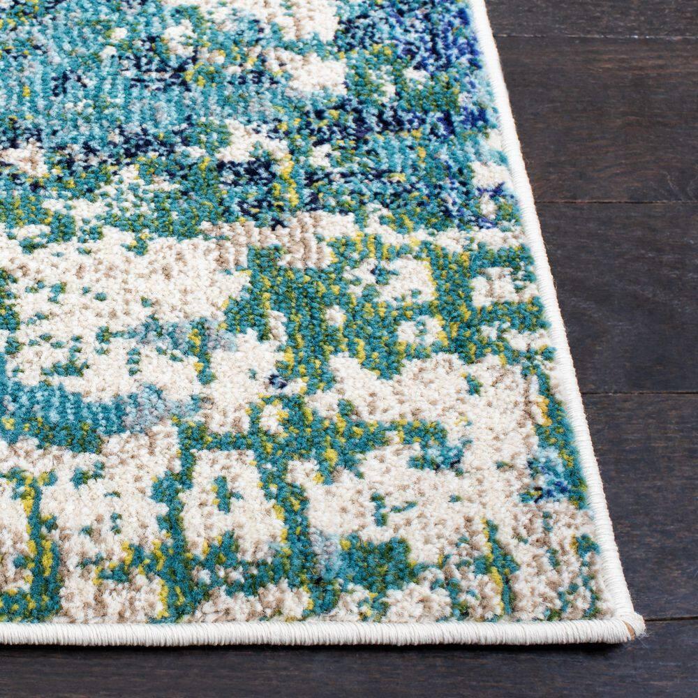 Madison MAD471 Power Loomed Indoor Area Rug - Green/Turquoise - 6'7"x6'7" - Safavieh