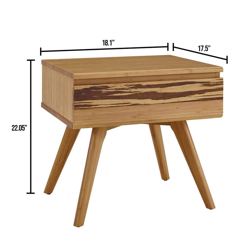 Azara Caramelized Bamboo Nightstand with Tiger Accents