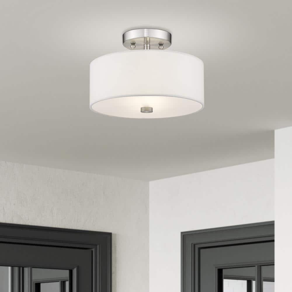 Livex Lighting Meridian 2 - Light Semi-Flush Mount in  Brushed Nickel