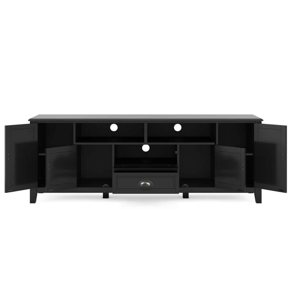 Burlington SOLID WOOD 72"Wide  TV Media Stand in Black  For TVs up to 80 inches