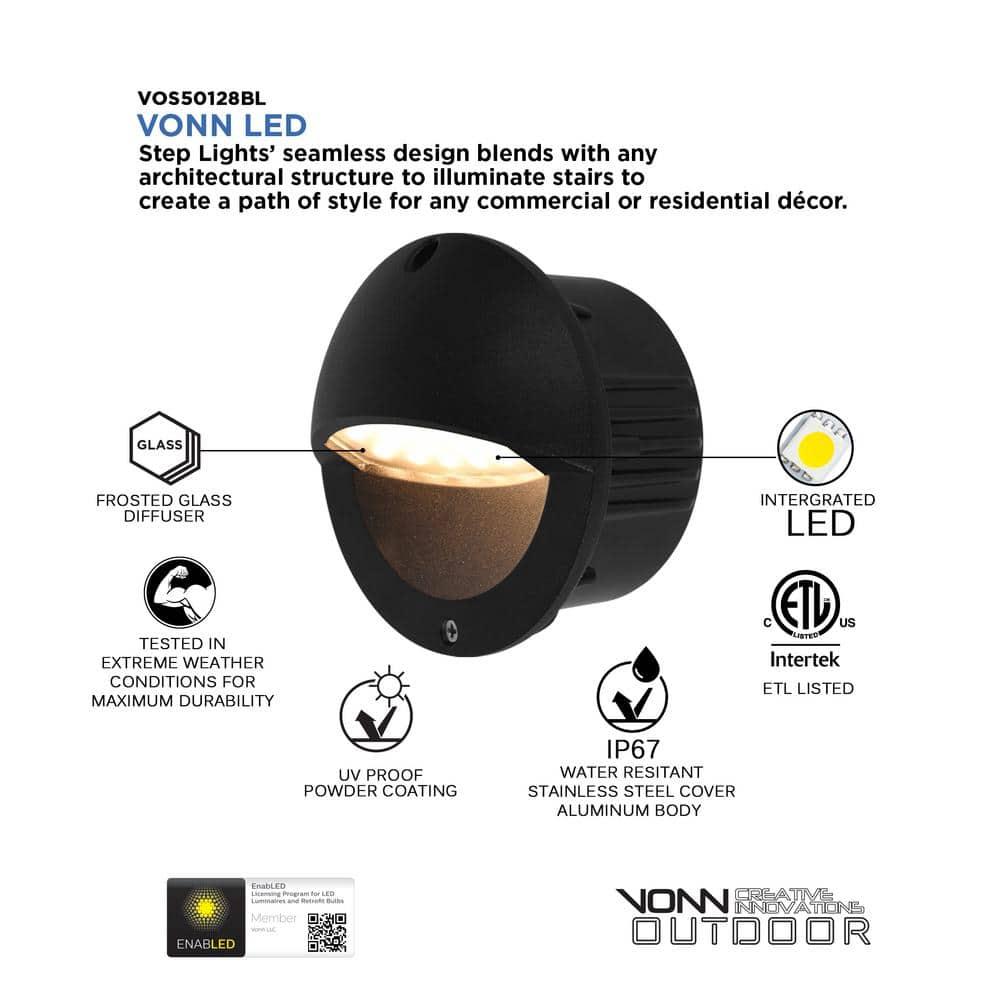 VONN Lighting 5-in Modern Low-Voltage 3-Watt ETL Certified Integrated LED Outdoor Steps Light