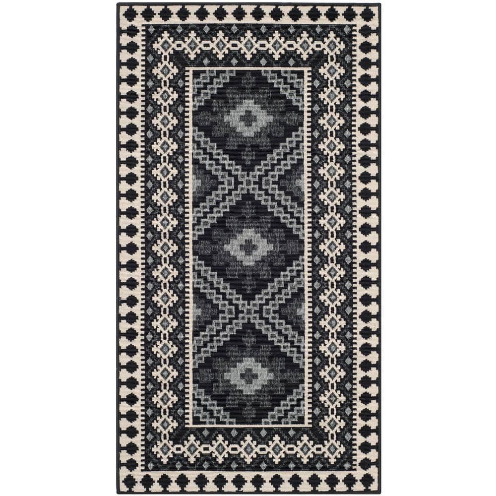 Veranda VER099 Power Loomed Indoor/Outdoor Accent Rug - Black/Creme - 2'x3'7" - Safavieh.