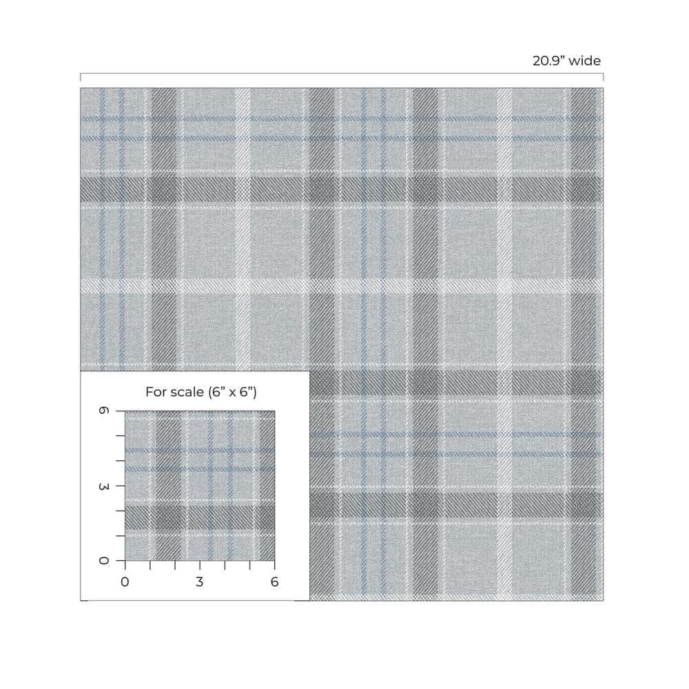NextWall Pavestone & Blue Tailor Plaid Peel and Stick Wallpaper - 20.9 in. W x 18 ft. L Roll