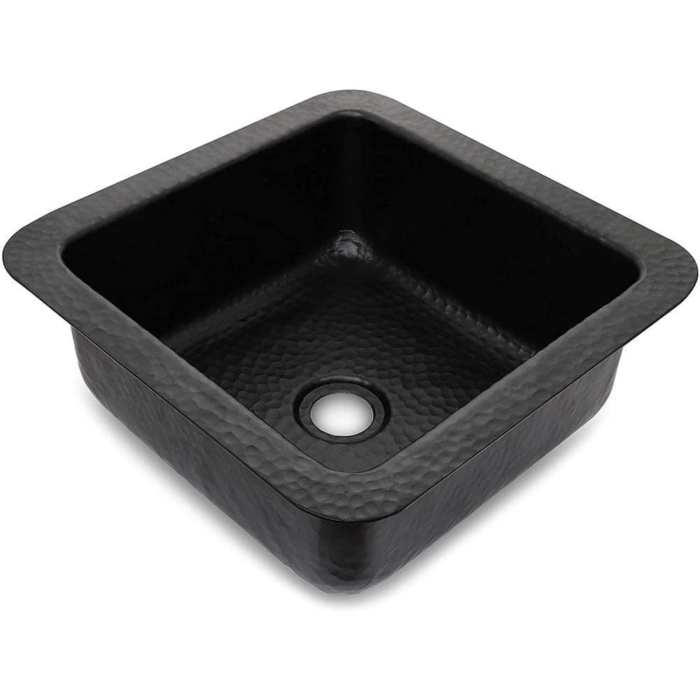 Aluminum Hand Hammered Glasgow Dual Mount Single Bowl Bar Prep Sink 12", Black