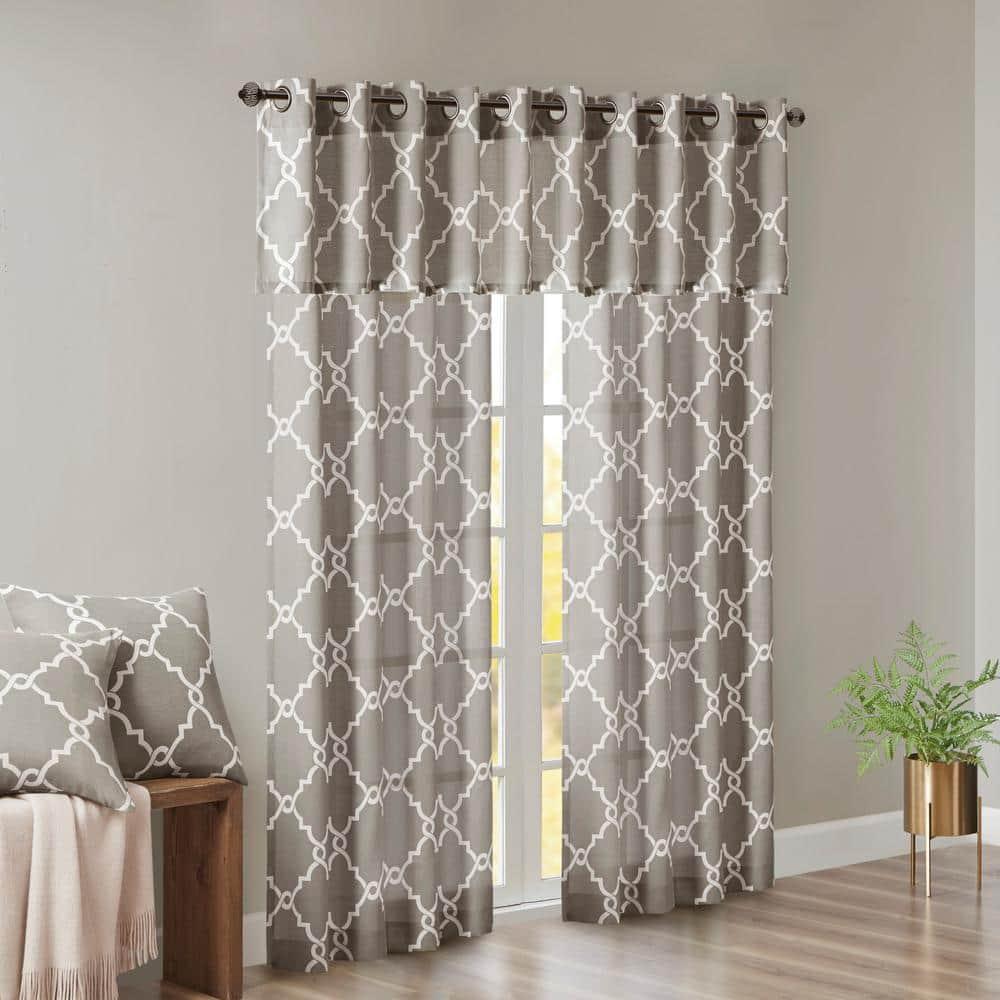 Saratoga Fretwork Print Grommet Top Window Valance