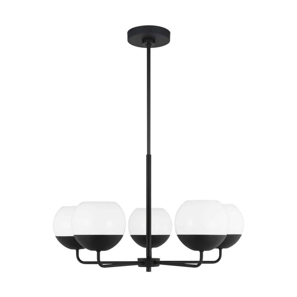Generation Lighting Alvin 5 -Light Black Modern/contemporary For Use in Dining Rooms, Foyers, Kitchens, Living Rooms Chandelier