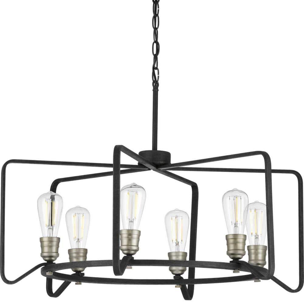 P400154-071-Progress Lighting-Foster - Chandeliers Light - 6 Light in Farmhouse style - 30 Inches wide by 14 Inches high -Traditional Installation