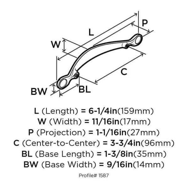 Amerock Inspirations 3-3/4 inch (96mm) Center-to-Center Oil-Rubbed Bronze Cabinet Pull
