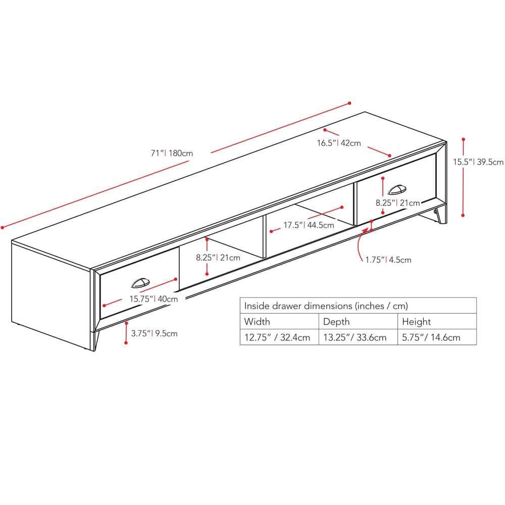 CorLiving Lakewood Extra Wide TV Stand for TVs up to 80" Black : Modern Entertainment Center with Storage