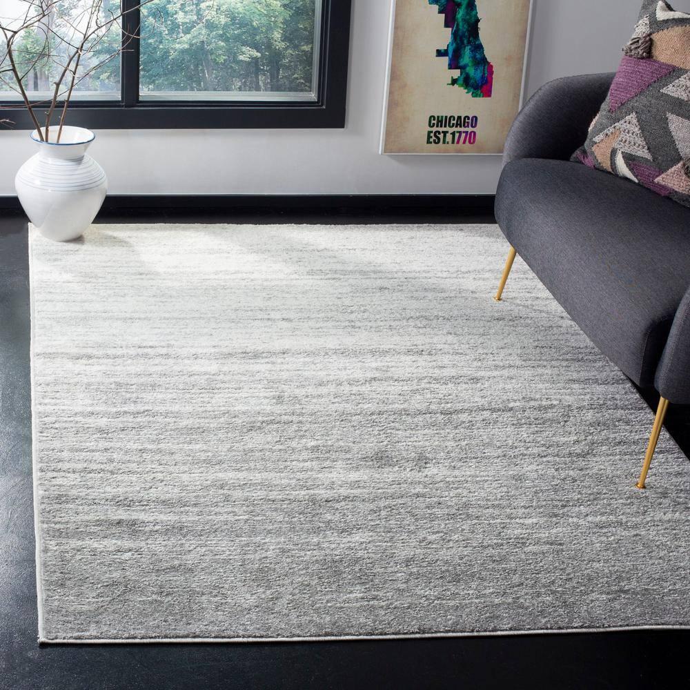 Adirondack ADR113 Machine Made Indoor Area Rug - Ivory/Silver - 5'x5' - Safavieh