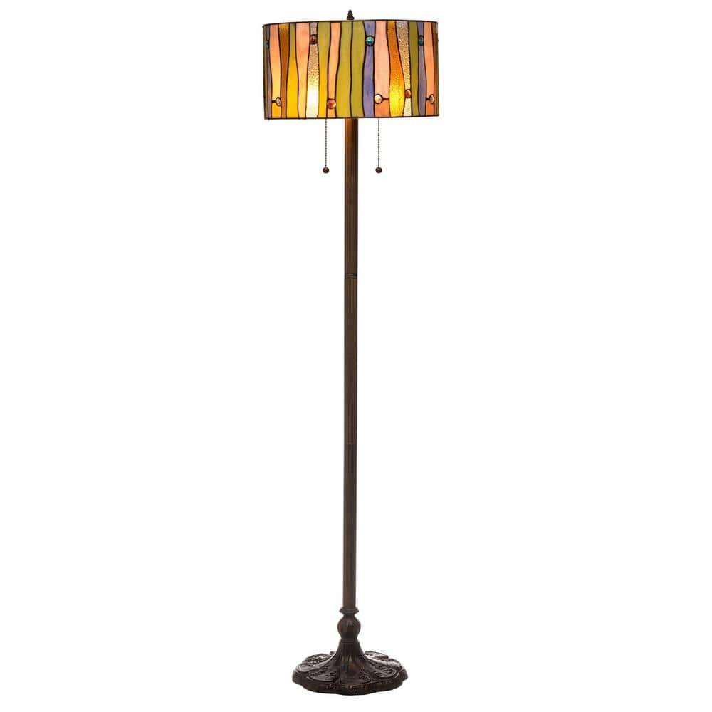 Serena d'italia Contemporary Tiffany 2 light Striped 60 in. Bronze Floor Lamp